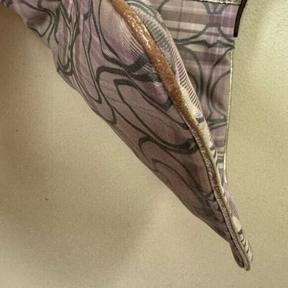 Coach CC Small Crossbody Shoulder Bag Fabric Check Metallic Leather Zip Pocket - Picture 8 of 16